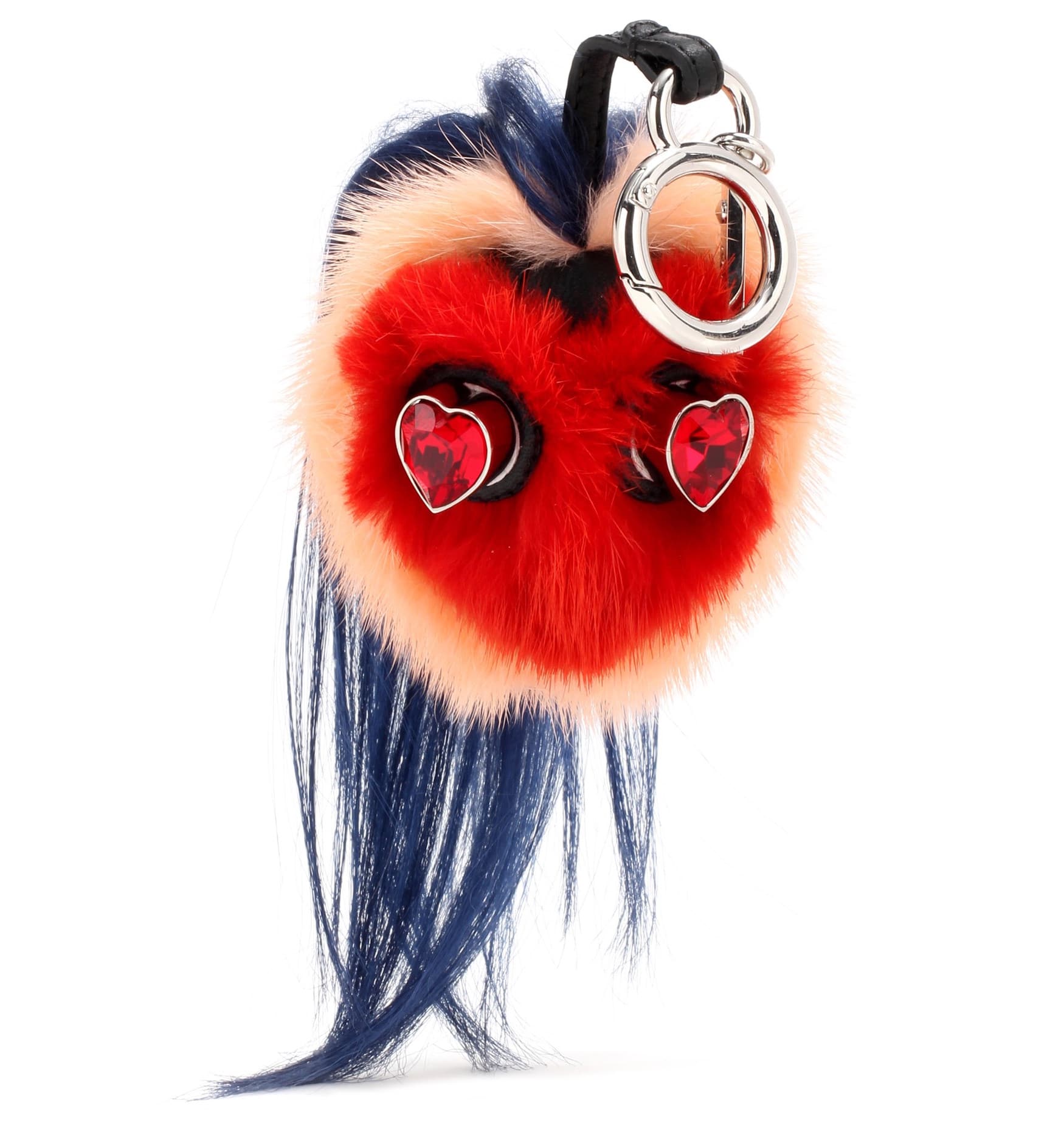 Fendi Bag Bugs Crystal-Embellished Leather And Mink Fur Charm