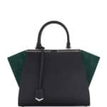 Fendi Black/Green Two-Tone Leather/Suede Mini 3Jours Bag