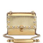 Fendi Gold Metallic Scalloped Studs Mini Kan I Bag