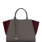 Fendi Gray/Bordeaux Two-Tone Leather/Suede Mini 3Jours Bag