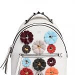 Fendi White Floral Embellished Mini Backpack Bag