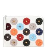 Fendi White Floral Embellished Pouch Bag