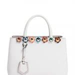 Fendi White Floral Embellished Small 2Jours Bag