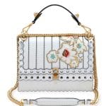 Fendi White/Silver Floral Embroidered Mini Kan I Bag