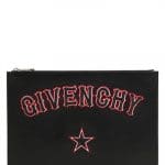 Givenchy Black Gothic Logo Patches Large Pouch Bag