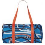 Hermes Bleu Zanzibaribar/Orange Poppy/Fauve Airsilk Duffle 38 Bag