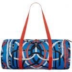 Hermes Bleu Zanzibaribar/Orange Poppy/Fauve Airsilk Duffle 50 Bag