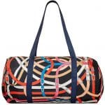 Hermes Noir/Bleu Marine/Fauve Airsilk Duffle 38 Bag