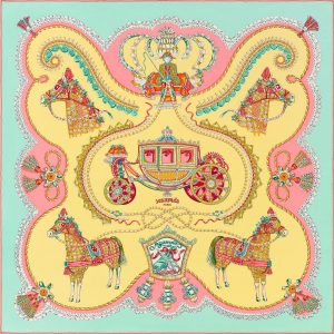 Hermes Paperoles Silk Twill Scarf 90