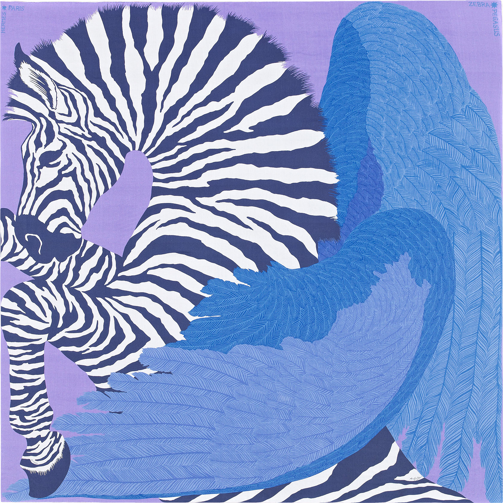 Hermes 2014 Zebra Pegasus Cashmere Shawl