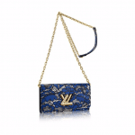 Louis Vuitton Blue/Noir Lace Print Twist Chain Wallet