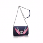 Louis Vuitton Blue/Pink Flame Embroidered Twist Chain Wallet