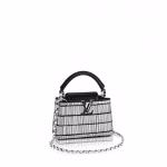 Louis Vuitton Silver Pearl Strips Capucines Mini Bag