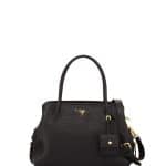 Prada Black Vitello Daino Medium Top Handle Bag