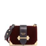 Prada Burgundy Velvet Small Cahier Bag