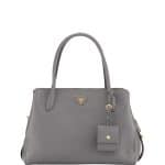 Prada Dark Gray Vitello Daino Medium Top Handle Bag