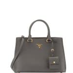 Prada Gray Pebbled Shoulder Tote Bag