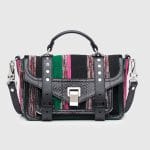 Proenza Schouler Black/Juniper/Peony Woven Canvas/Python PS1+ Tiny Bag