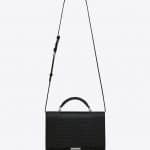 Saint Laurent Black Crocodile Embossed Medium Babylone Top Handle Bag