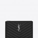 Saint Laurent Black Matelasse Monogram Pouch Bag