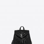 Saint Laurent Black Patent Y Matelasse Small Loulou Backpack Bag