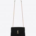 Saint Laurent Black Velvet Y Matelasse Small Loulou Chain Bag