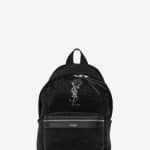 Saint Laurent Black/Silver Sequins and Leather Mini City Backpack Bag