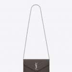 Saint Laurent Earth Grey Monogram Chain Wallet