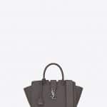 Saint Laurent Grey Leather/Crocodile Embossed Baby Downtown Cabas Bag