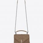 Saint Laurent Taupe Diamond Matelasse Medium College Bag