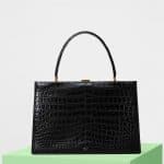 Celine Black Crocodile Medium Clasp Bag