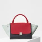 Celine Bright Red Bullhide Calfskin Small Trapeze Bag