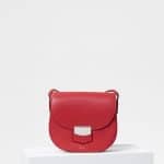 Celine Bright Red Shiny Textured Calfskin Small Trotteur Bag