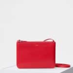 Celine Bright Red Shiny Textured Calfskin Trio Bag