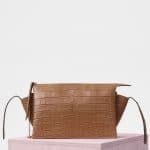 Celine Light Tan Matte Crocodile Python Tri-Fold Clutch on Chain Bag