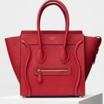 Celine Red Baby Drummed Calfskin Micro Luggage Bag