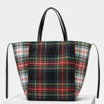 Celine Red/Blue Tartan Felt Medium Cabas Phantom Bag