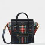 Celine Red/Blue Tartan Felt Nano Luggage Bag