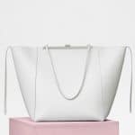 Celine White Cabas Clasp Bag