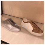 Chanel Gray and Chanel White/Beige/Gold Calfskin/Tweed Sneakers