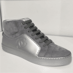 Chanel Silver/Gray Calfskin/Velvet High Cut Sneakers