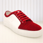 Chanel White/Red Calfskin:Velvet Sneakers 2