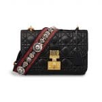 Dior Black Lambskin Dioraddict Flap Bag with Bohemian Strap