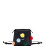 Fendi Black Mink Pompom Back To School Mini Backpack Bag