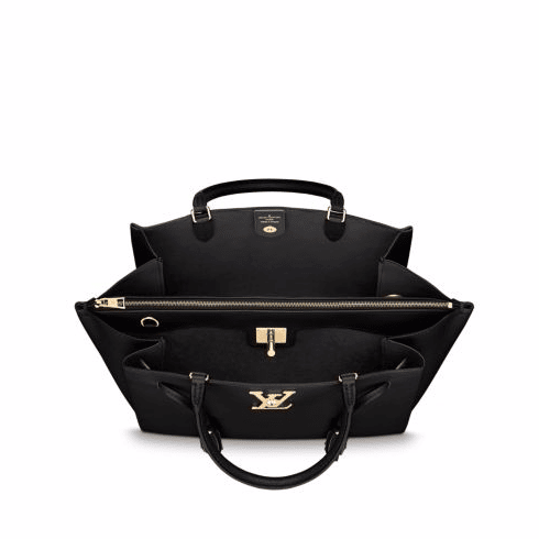 LOUIS VUITTON Lockmeto Black Leather Tassel Tote Bag