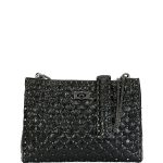 Valentino Black Crinkled Rockstud Spike Shoulder Bag