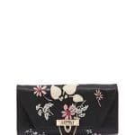 Valentino Black Floral Demilune Chain Clutch Bag