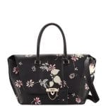 Valentino Black Floral Demilune Medium Satchel Bag