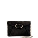 Valentino Black Suede V Rivet Clutch Bag