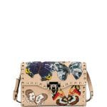 Valentino Camel Butterfly Embroidered Rockstud Shoulder Bag